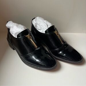 Louise et Cie Lo-Fadi Zipper Oxford Loafers in Black Patent Leather